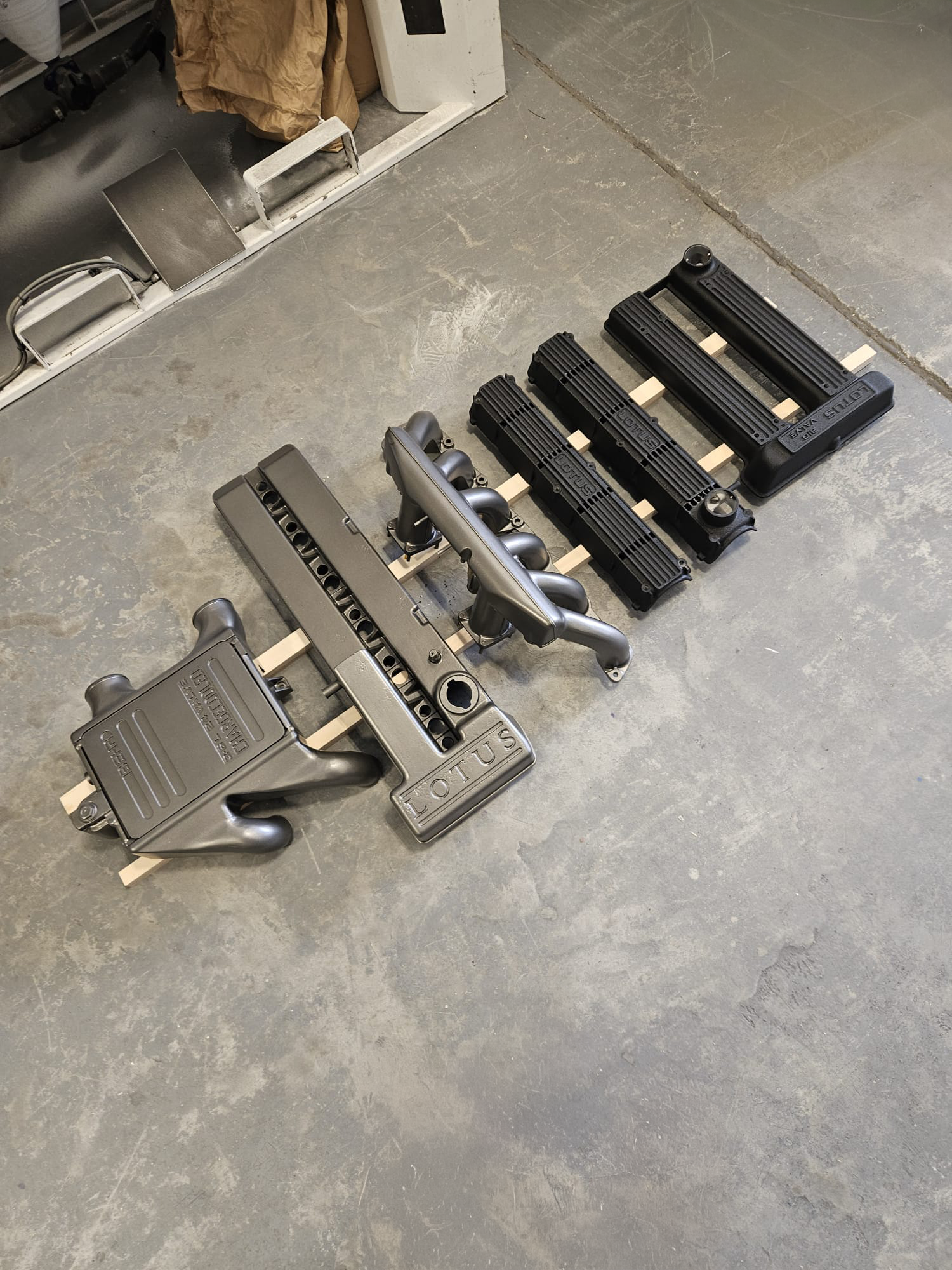 Powder-coated Lotus engine covers